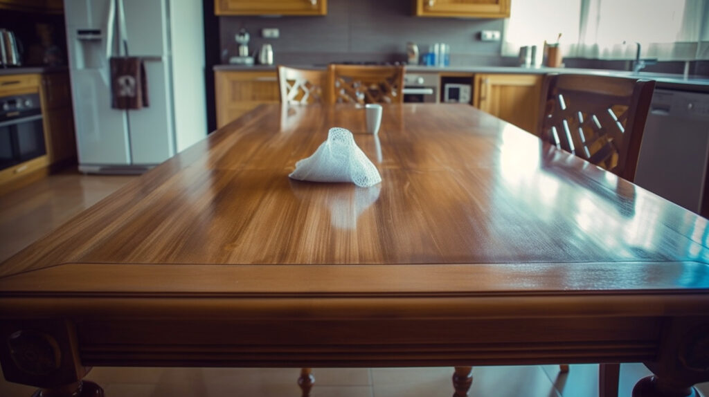 Cleaning and maintenance of a kitchen table 
