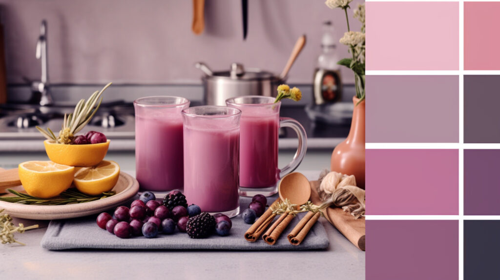 Color palette with different shades of purple for choosing the right color for a unique kitchen