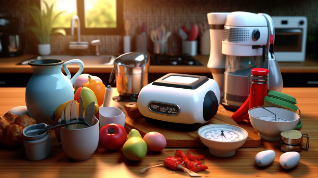 Cool kitchen gadgets on a kitchen table 