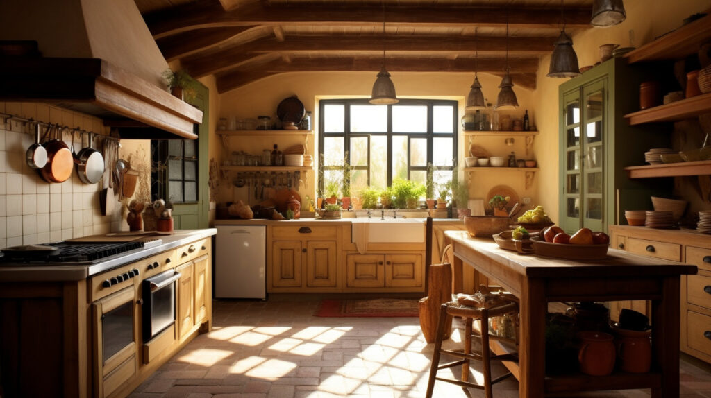 Country-style kitchen with rustic materials