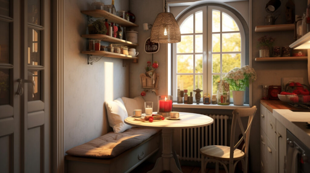 Cozy kitchen nook with a small table