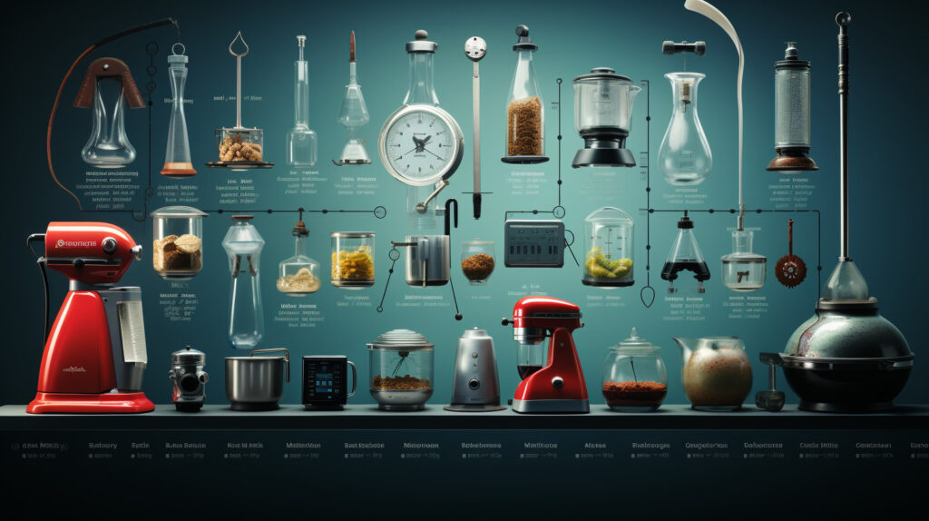 Timeline showing the evolution of kitchen gadgets