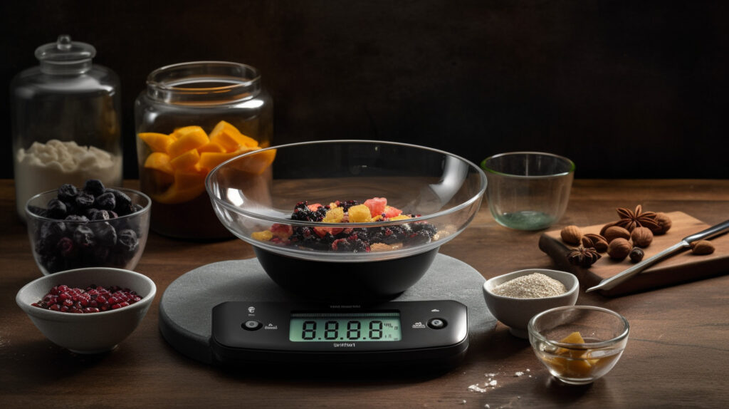 Precision kitchen scale with a bowl of ingredients
