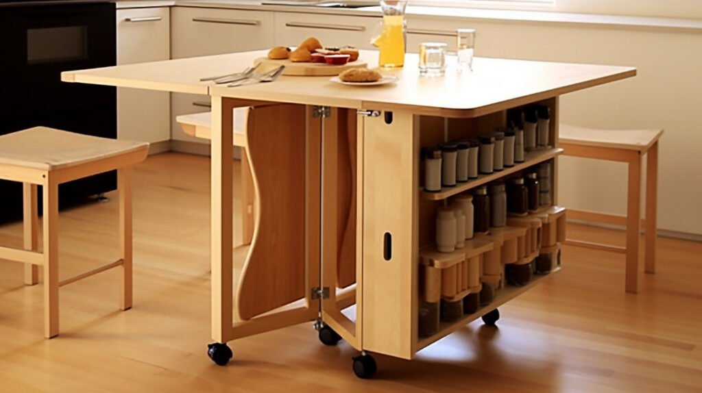 Easily stored and transported folding kitchen table 