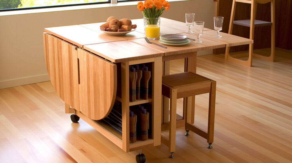 Easily stored and transported folding kitchen table 