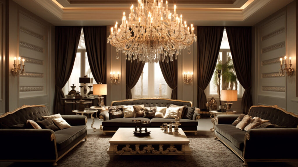 Elegant living room chandelier enhancing the room’s ambiance