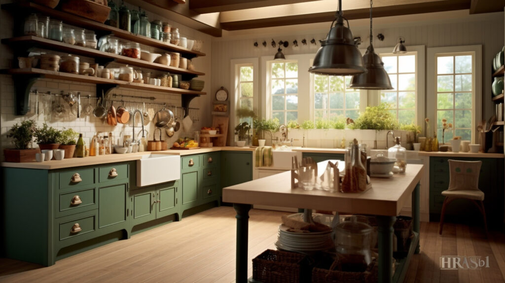 Farmhouse chic country-style kitchen 