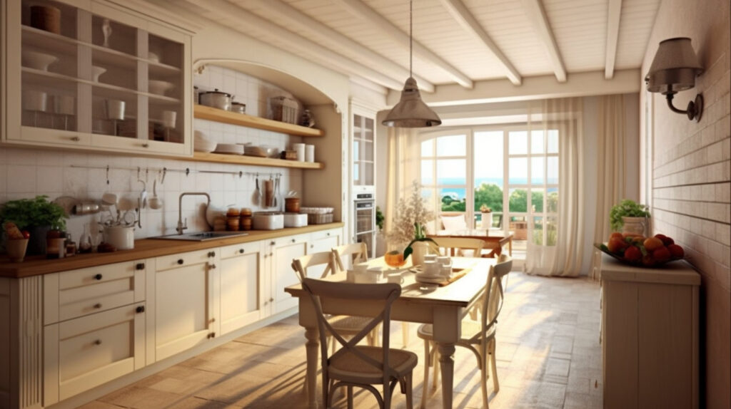 Folding kitchen table in a country-style kitchen