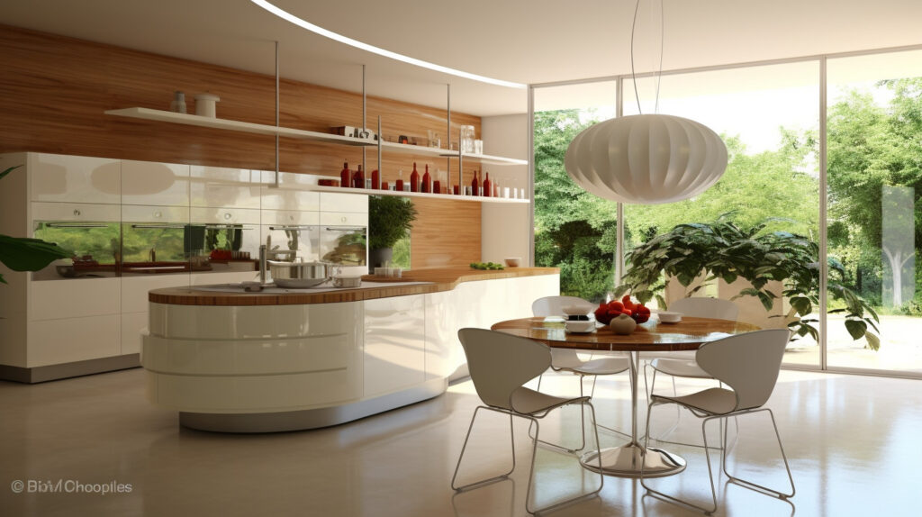 Italian modern kitchen with a stylish table