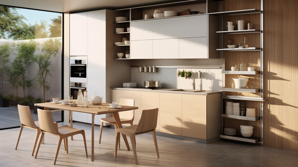Ingredienti chiave per una cucina a parete unica perfetta: elettrodomestici compatti, tavolo a ribalta e stoccaggio verticale