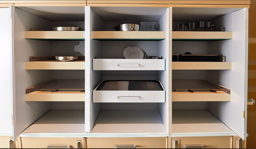 Kitchen cabinet with innovative storage solutions