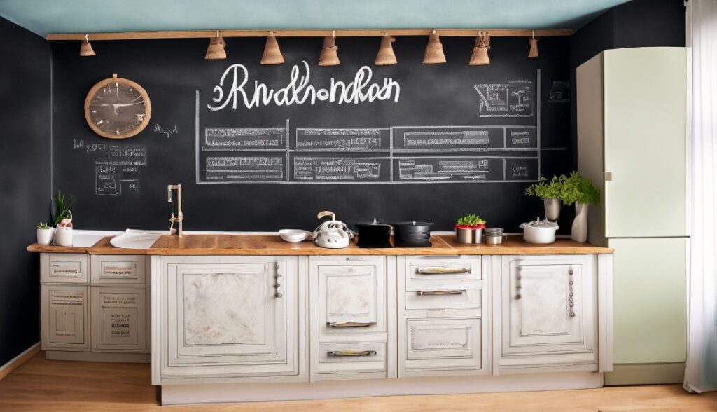 Kitchen with chalkboard wall showcasing unique and functional kitchen ideas