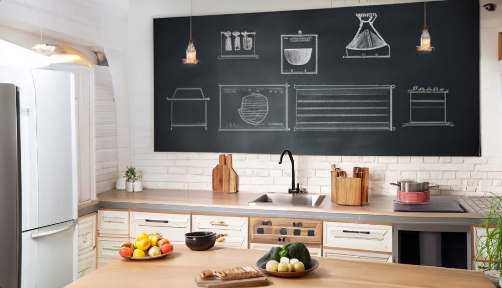 Kitchen with chalkboard wall showcasing unique and functional kitchen ideas