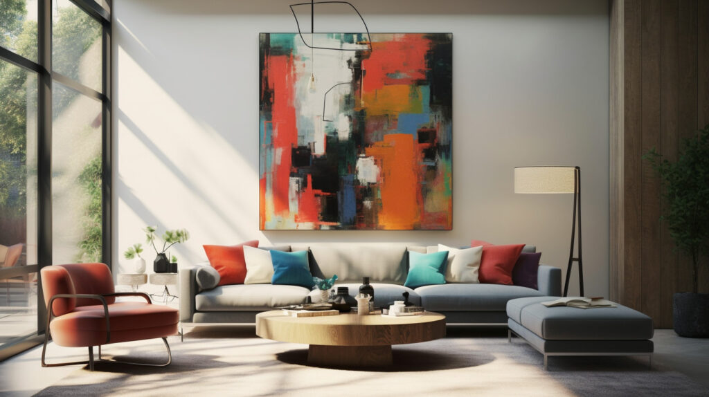 Living room with a large wall art 