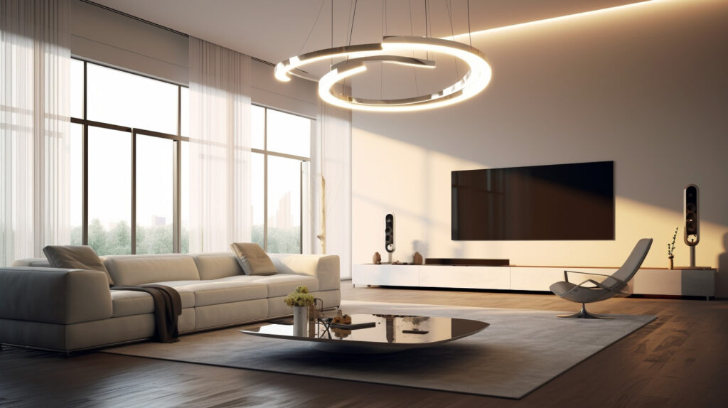 Minimalist marvel living room chandelier in a simple, modern setting 