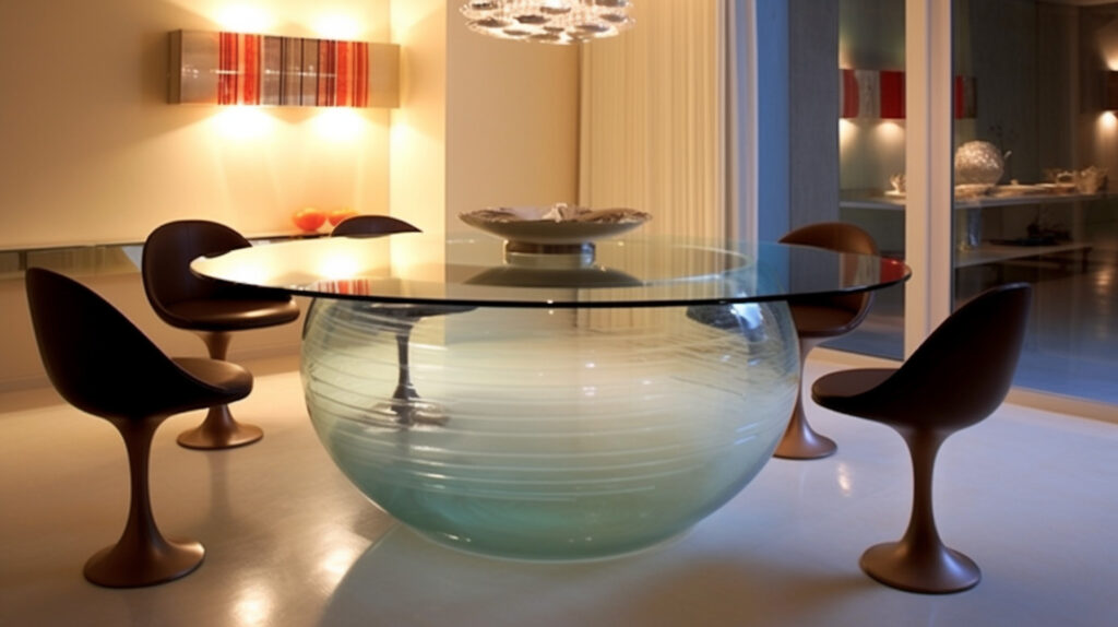 Modern and elegant glass kitchen table