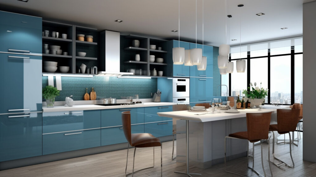 Modern blue kitchen design