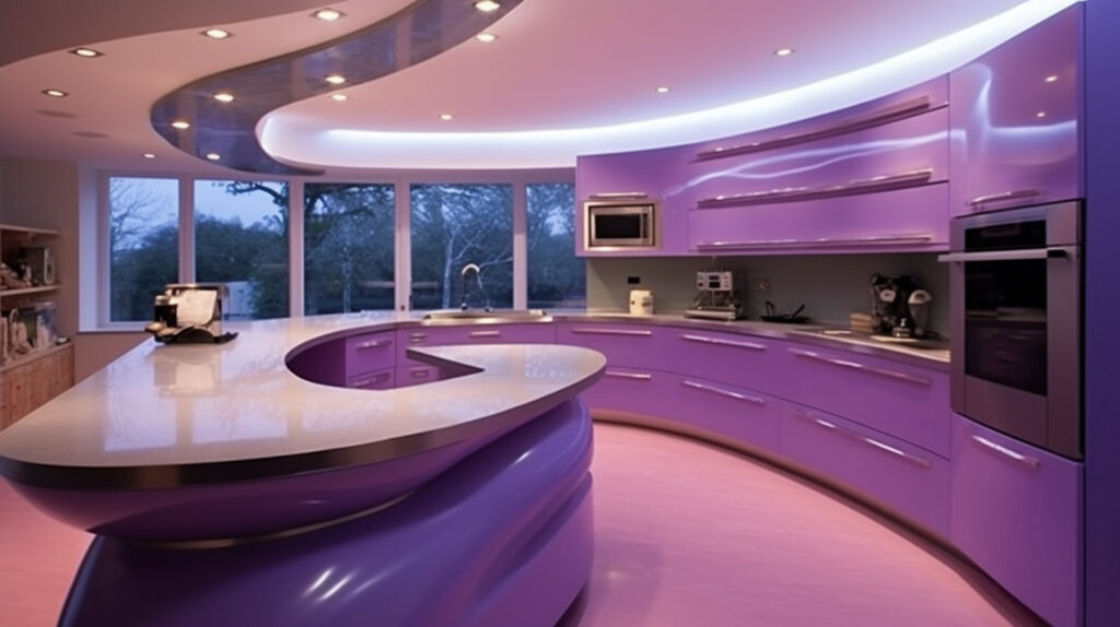 Modern purple kitchen blending elegance and boldness for a unique design