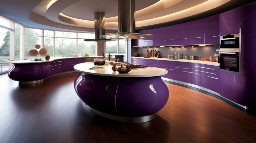 Modern purple kitchen blending elegance and boldness for a unique design