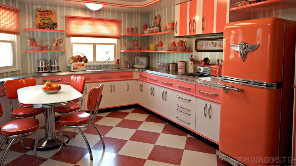 Retro kitchen with proper cleaning and maintenance to ensure its longevity and appeal 