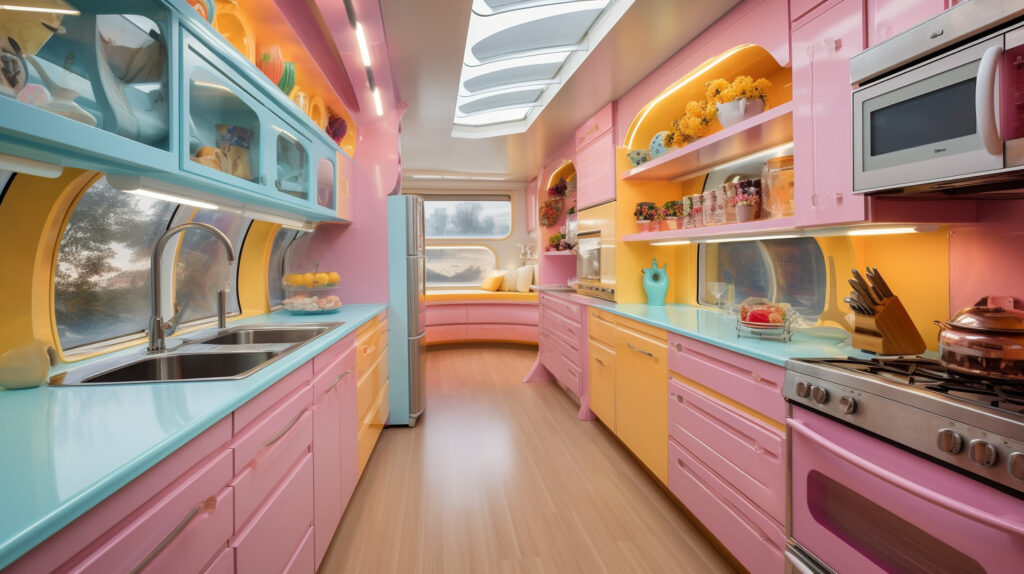 Mostra una cucina ad isola luminosa e spaziosa con un tocco di colore, la parola chiave “Cucina ad Isola” nell'immagine