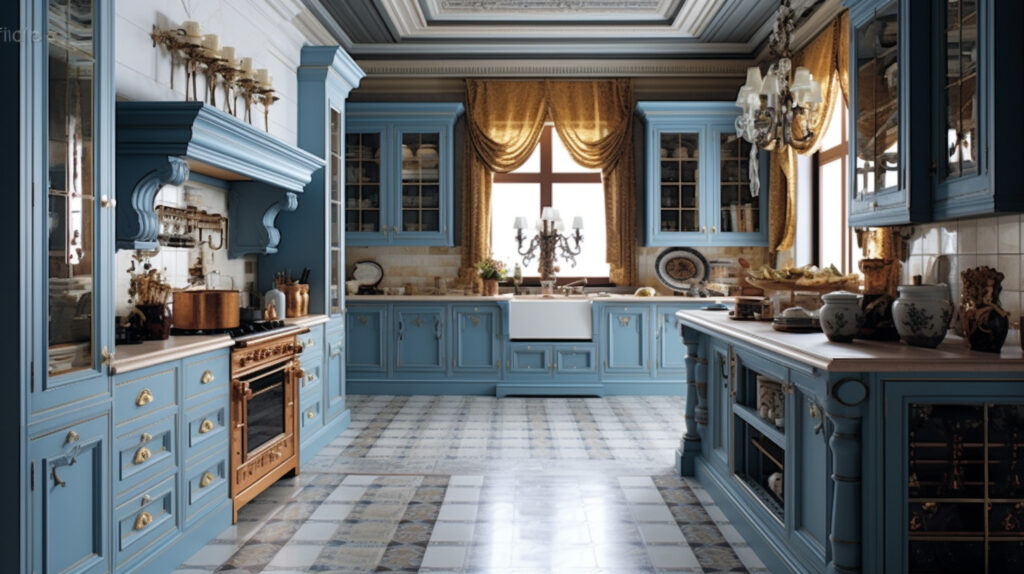 Traditional blue kitchen design 