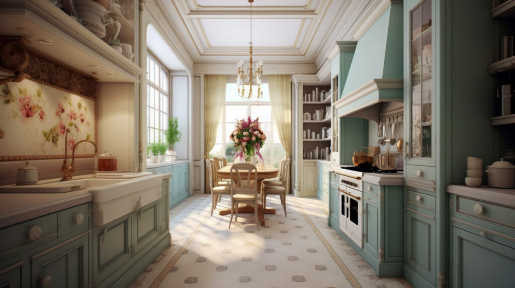 Traditional kitchen with popular color scheme
