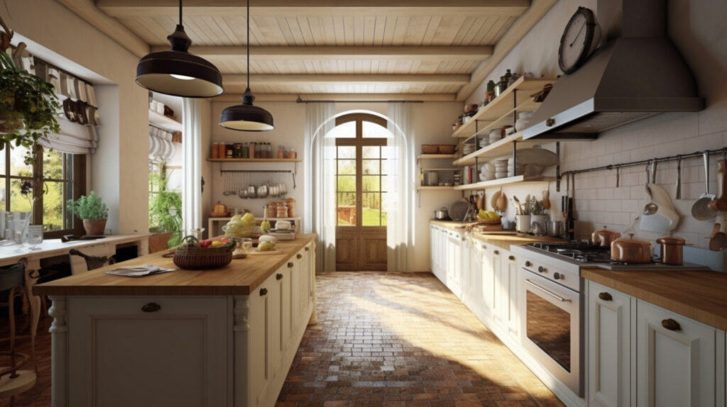 Transformation process of creating a country-style kitchen 