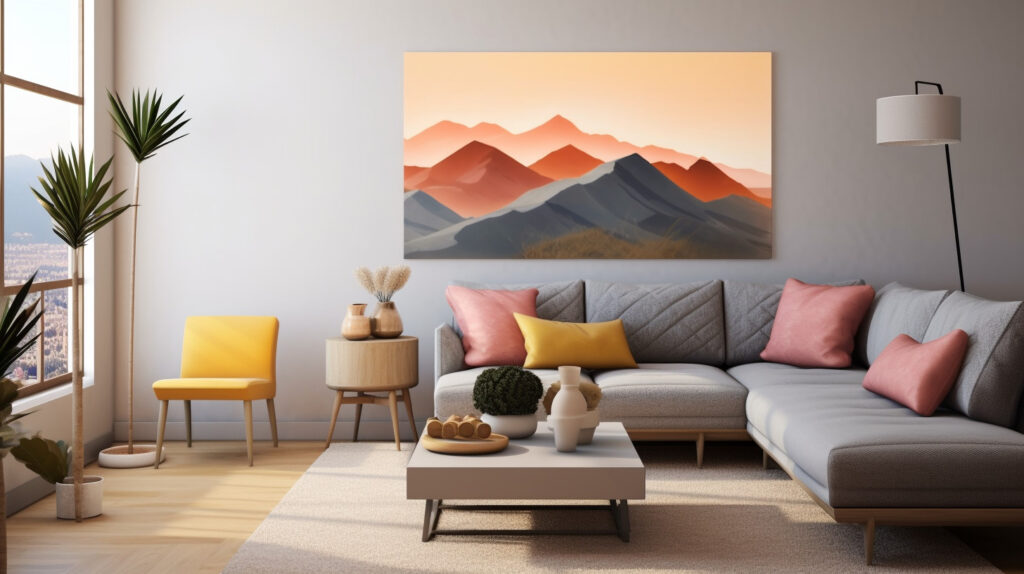 Variety of large wall art options for a living room 