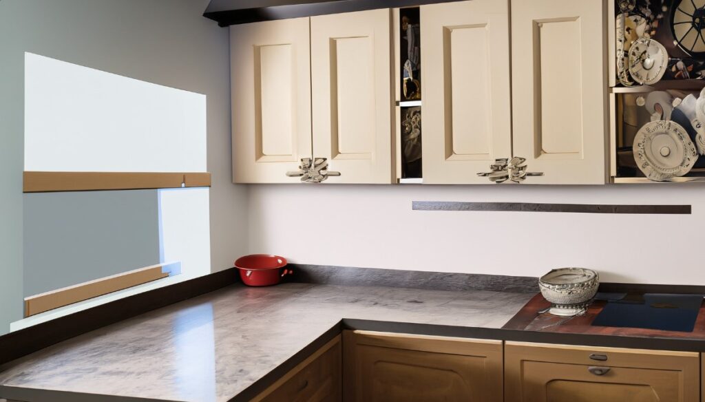 Various styles and materials of kitchen cabinets