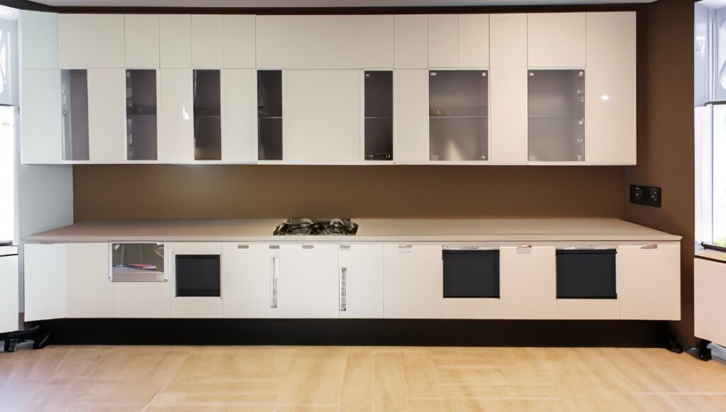 Various styles of wall-mounted kitchen cabinets