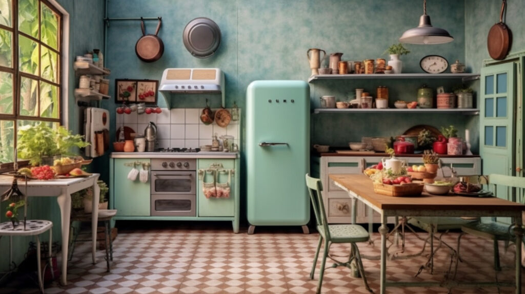Vintage appliances in a country-style kitchen