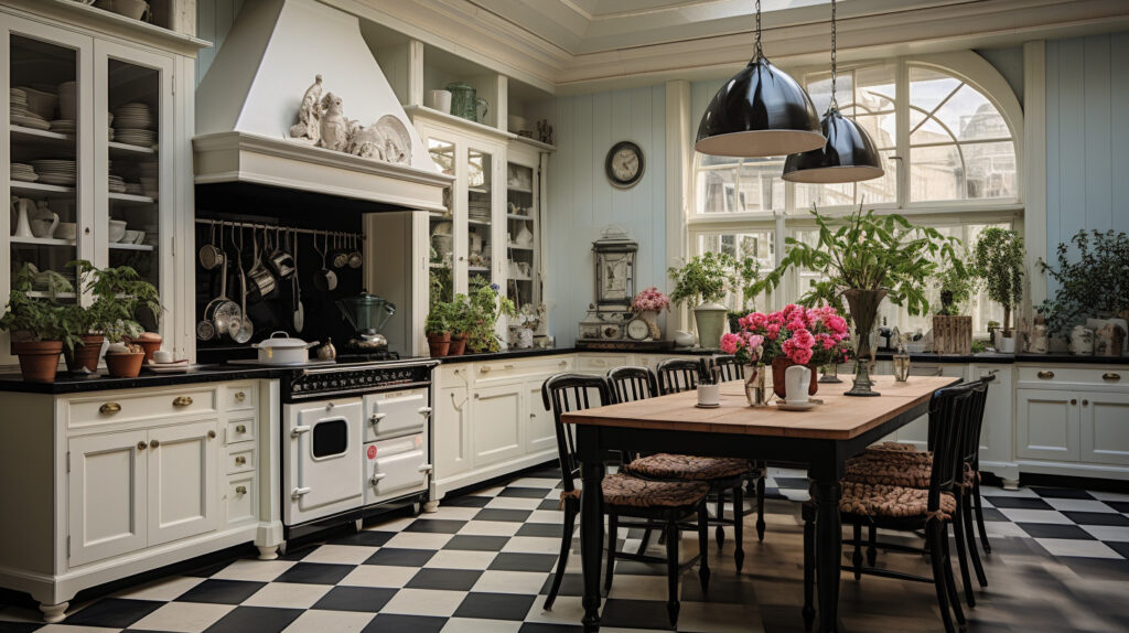 Ngôi nhà bếp đen và trắng phong cách cổ điển trưng bày sự hấp dẫn vượt thời gian