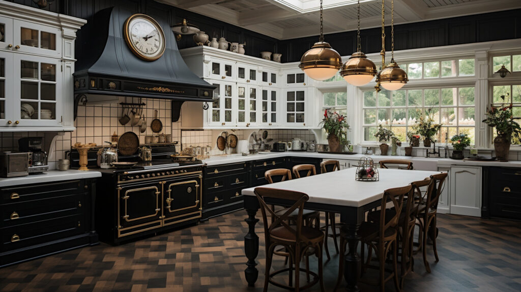 Ngôi nhà bếp đen và trắng phong cách cổ điển trưng bày sự hấp dẫn vượt thời gian